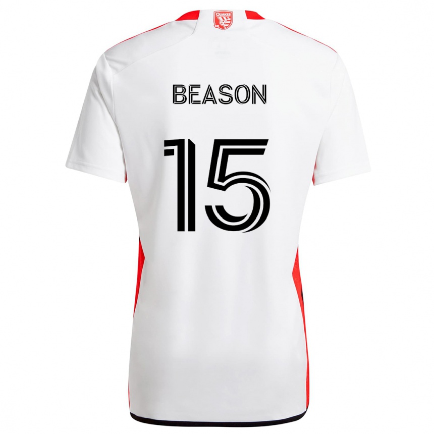 Niño Fútbol Camiseta Tanner Beason #15 Blanco Rojo 2ª Equipación 2024/25 Perú