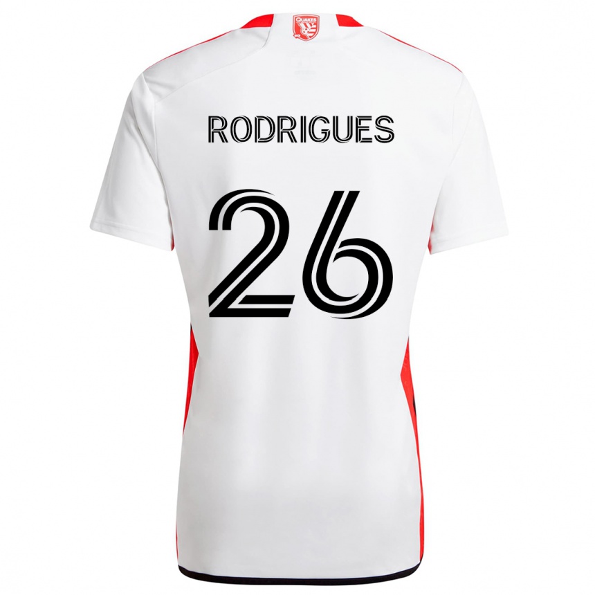 Niño Fútbol Camiseta Rodrigues #26 Blanco Rojo 2ª Equipación 2024/25 Perú