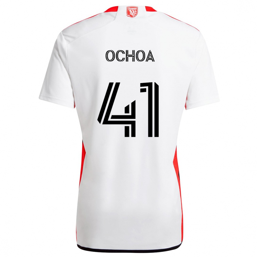 Niño Fútbol Camiseta Emmanuel Ochoa #41 Blanco Rojo 2ª Equipación 2024/25 Perú