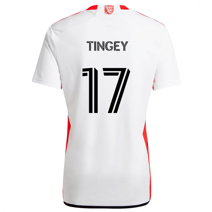 Niño Fútbol Camiseta Keegan Tingey #17 Blanco Rojo 2ª Equipación 2024/25 Perú