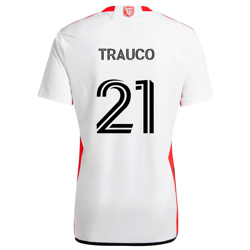 Niño Fútbol Camiseta Miguel Trauco #21 Blanco Rojo 2ª Equipación 2024/25 Perú