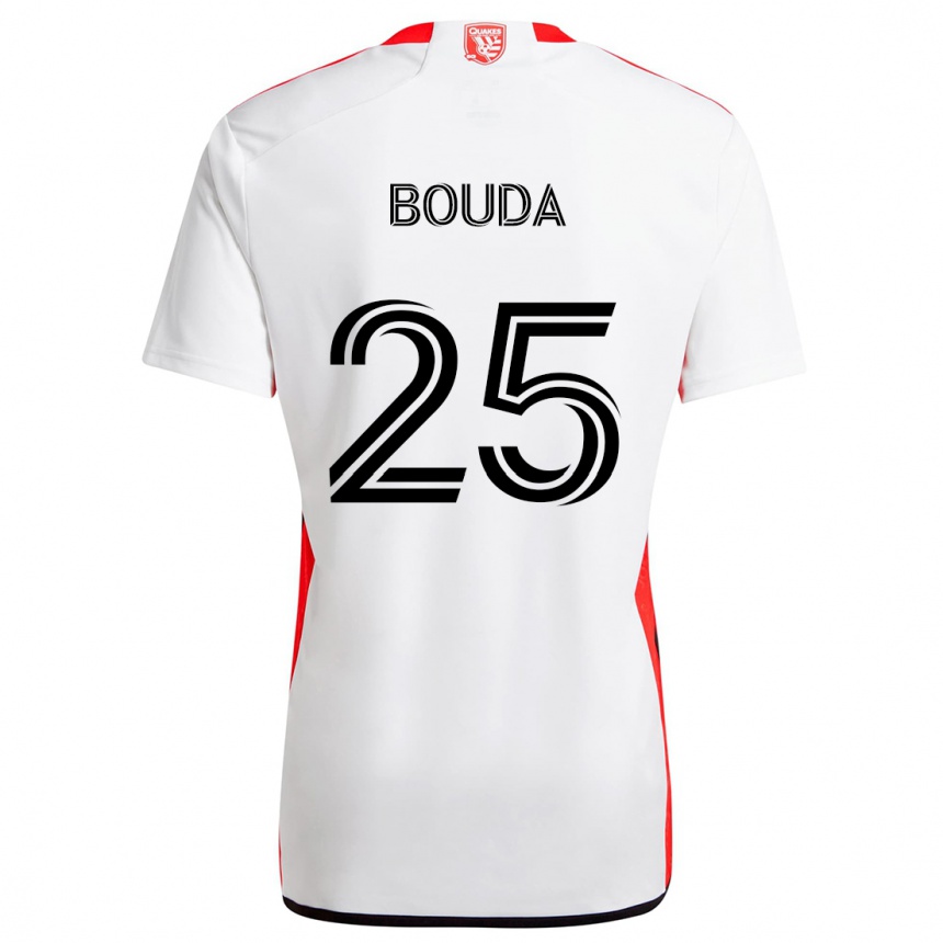 Niño Fútbol Camiseta Ousseni Bouda #25 Blanco Rojo 2ª Equipación 2024/25 Perú