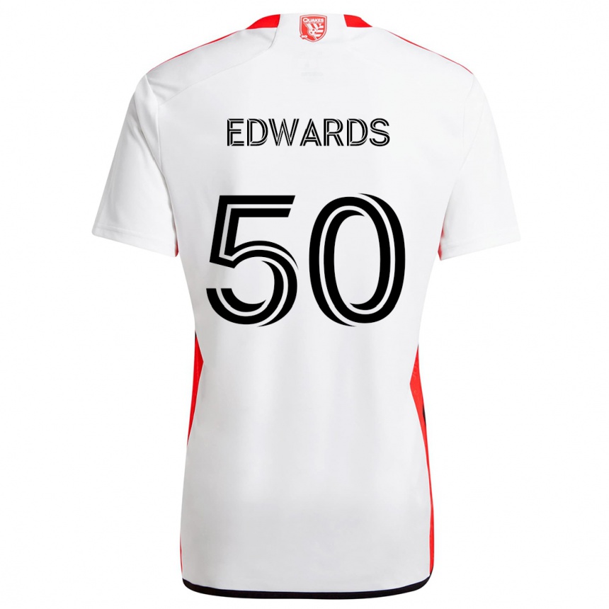 Niño Fútbol Camiseta Aaron Edwards #50 Blanco Rojo 2ª Equipación 2024/25 Perú