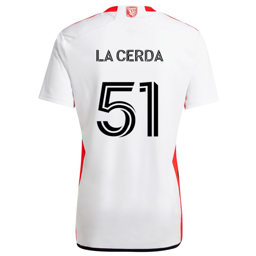 Niño Fútbol Camiseta Eric De La Cerda #51 Blanco Rojo 2ª Equipación 2024/25 Perú