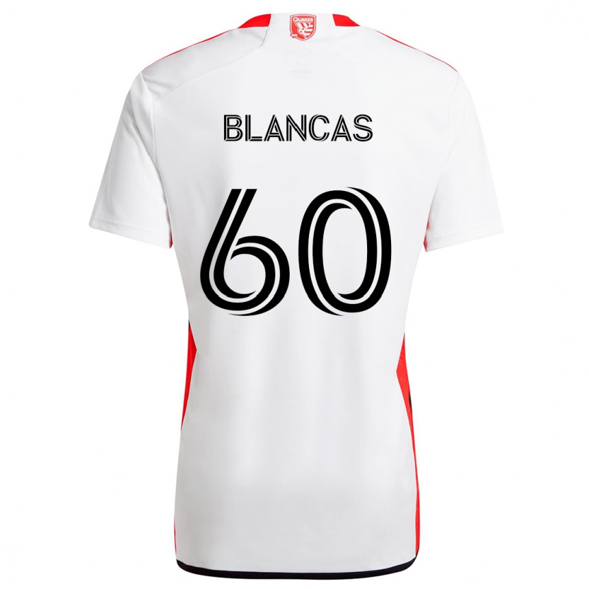 Niño Fútbol Camiseta Eduardo Blancas #60 Blanco Rojo 2ª Equipación 2024/25 Perú