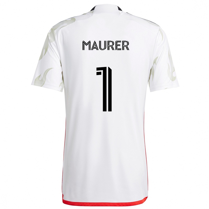 Niño Fútbol Camiseta Jimmy Maurer #1 Blanco Rojo Negro 2ª Equipación 2024/25 Perú