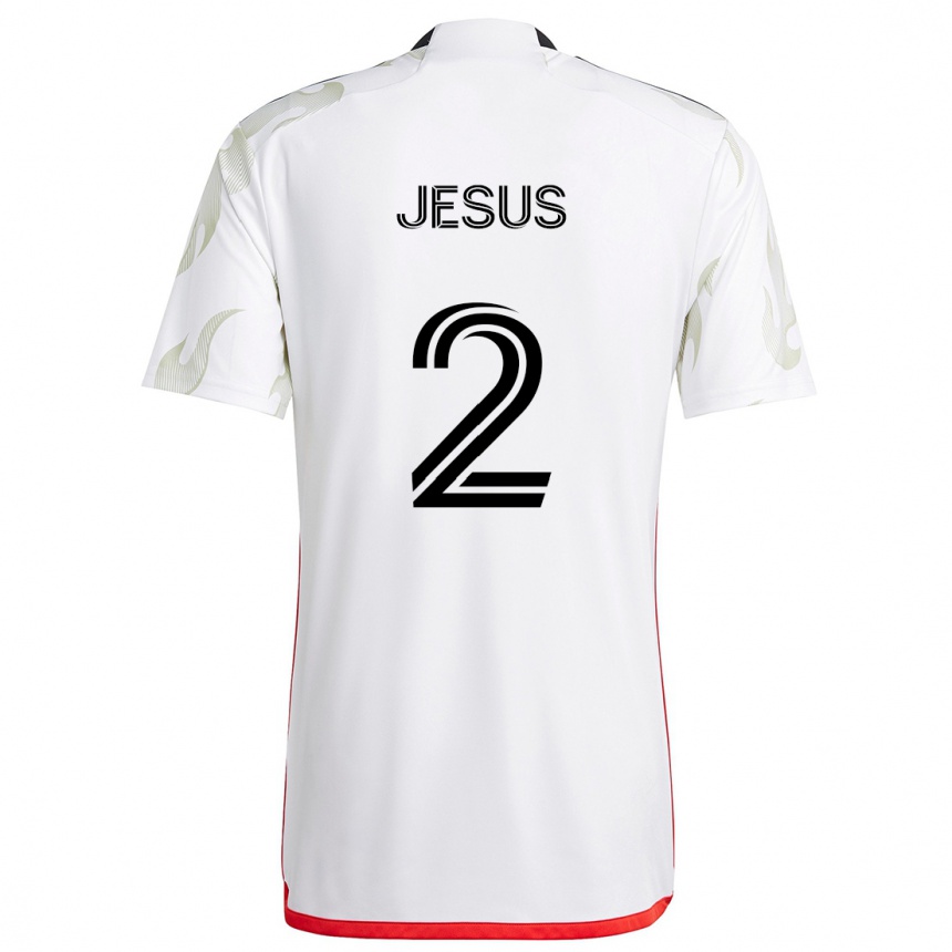 Niño Fútbol Camiseta Geovane Jesus #2 Blanco Rojo Negro 2ª Equipación 2024/25 Perú