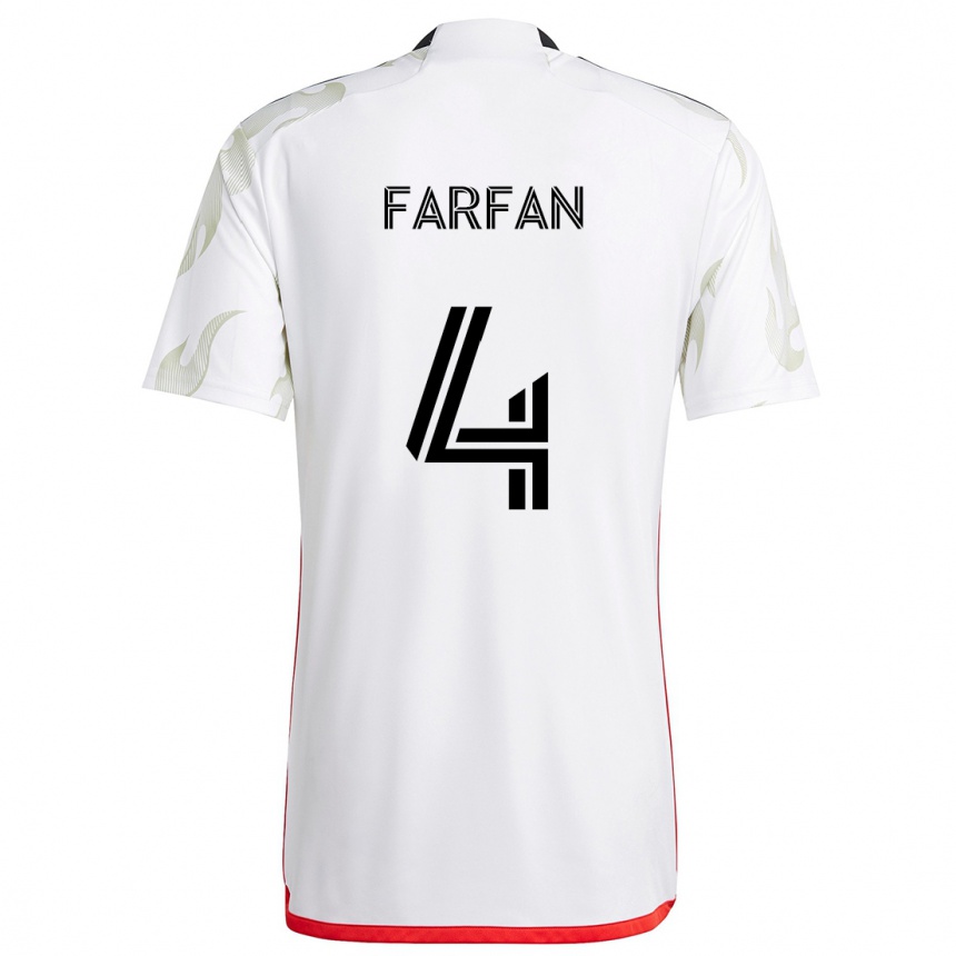 Niño Fútbol Camiseta Marco Farfán #4 Blanco Rojo Negro 2ª Equipación 2024/25 Perú