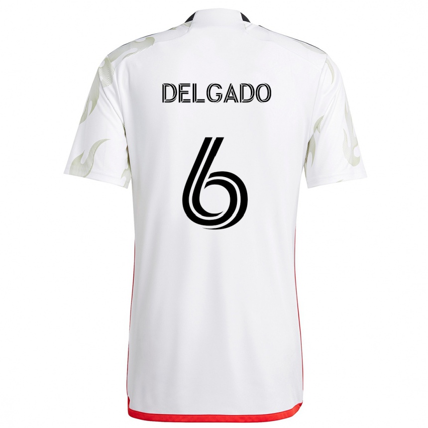 Niño Fútbol Camiseta Patrickson Delgado #6 Blanco Rojo Negro 2ª Equipación 2024/25 Perú