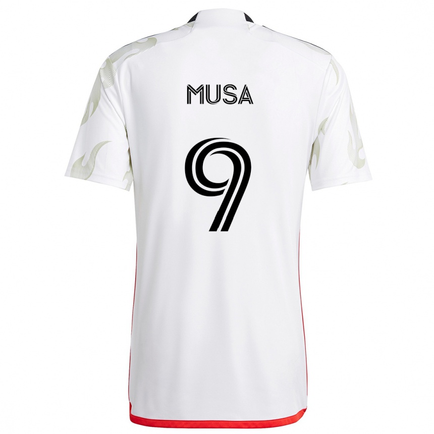 Niño Fútbol Camiseta Petar Musa #9 Blanco Rojo Negro 2ª Equipación 2024/25 Perú