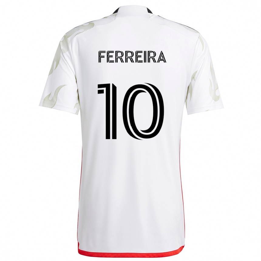 Niño Fútbol Camiseta Jesús Ferreira #10 Blanco Rojo Negro 2ª Equipación 2024/25 Perú