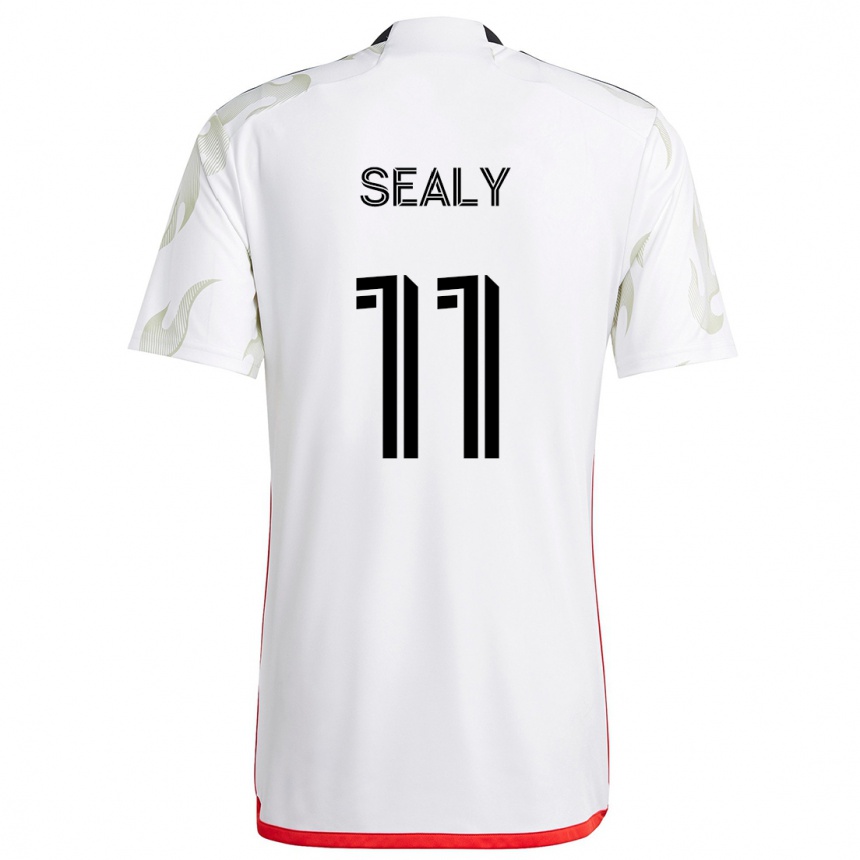 Niño Fútbol Camiseta Dante Sealy #11 Blanco Rojo Negro 2ª Equipación 2024/25 Perú