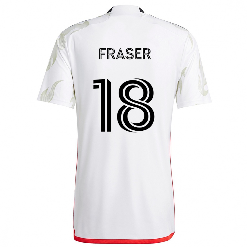 Niño Fútbol Camiseta Liam Fraser #18 Blanco Rojo Negro 2ª Equipación 2024/25 Perú