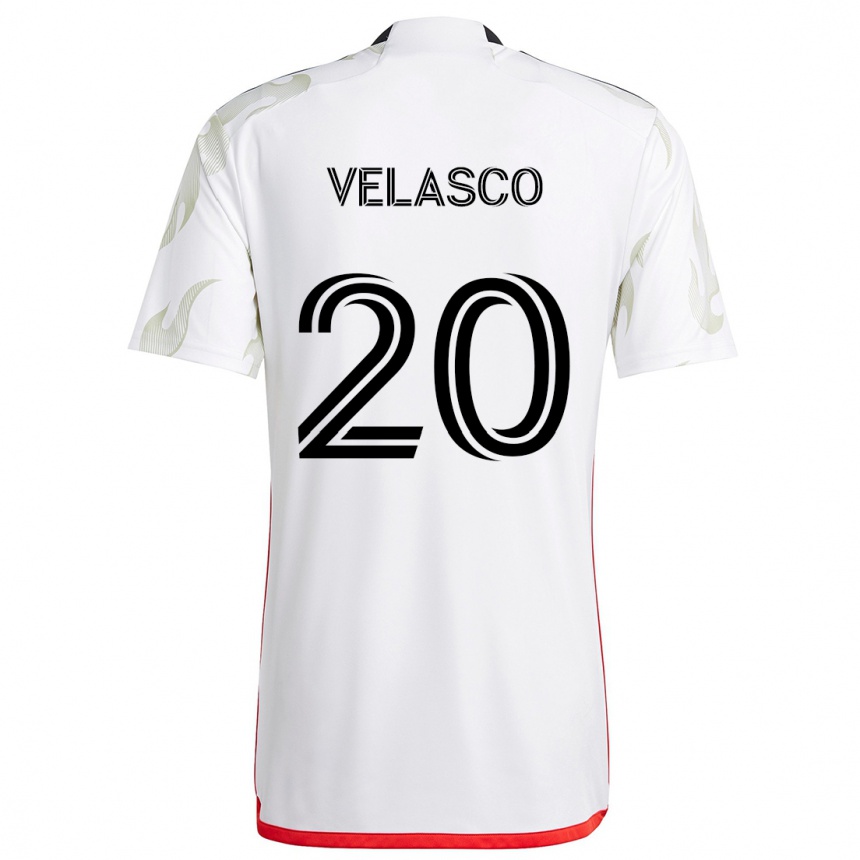 Niño Fútbol Camiseta Alan Velasco #20 Blanco Rojo Negro 2ª Equipación 2024/25 Perú