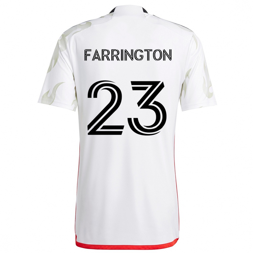 Niño Fútbol Camiseta Logan Farrington #23 Blanco Rojo Negro 2ª Equipación 2024/25 Perú