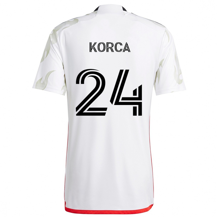 Niño Fútbol Camiseta Amet Korca #24 Blanco Rojo Negro 2ª Equipación 2024/25 Perú