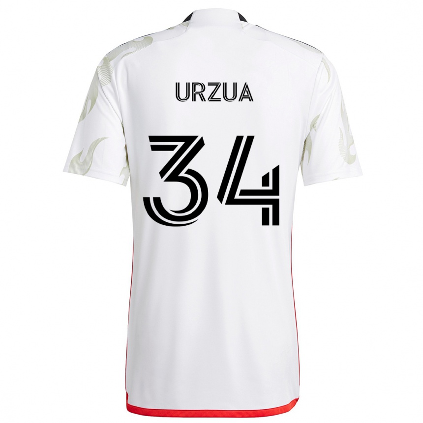 Niño Fútbol Camiseta Alejandro Urzua #34 Blanco Rojo Negro 2ª Equipación 2024/25 Perú