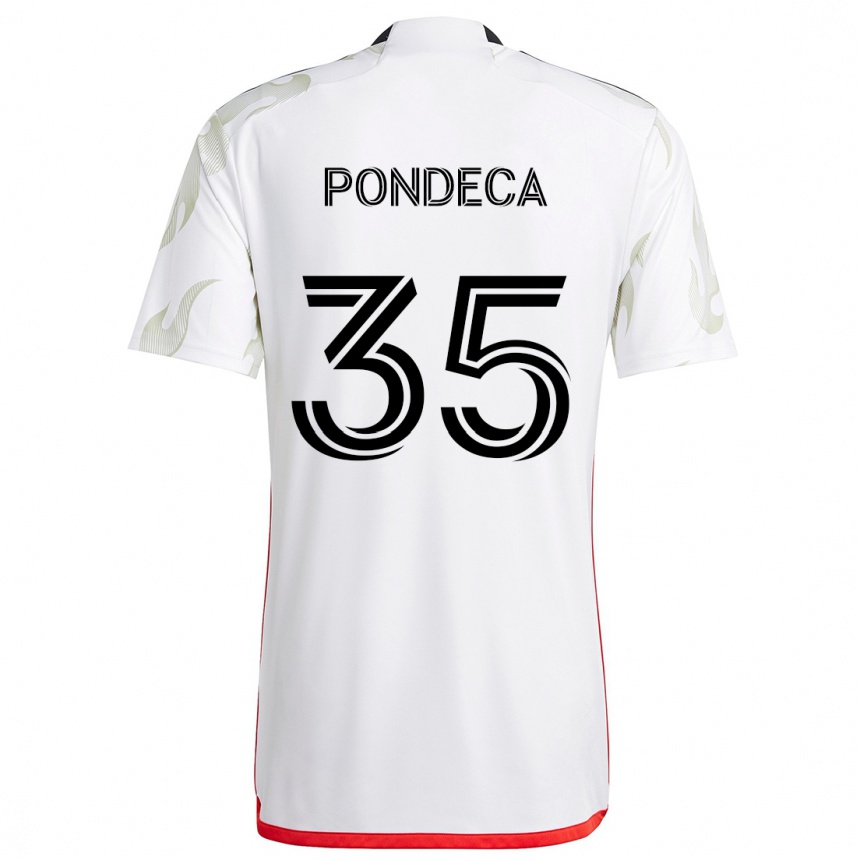 Niño Fútbol Camiseta Tomas Pondeca #35 Blanco Rojo Negro 2ª Equipación 2024/25 Perú