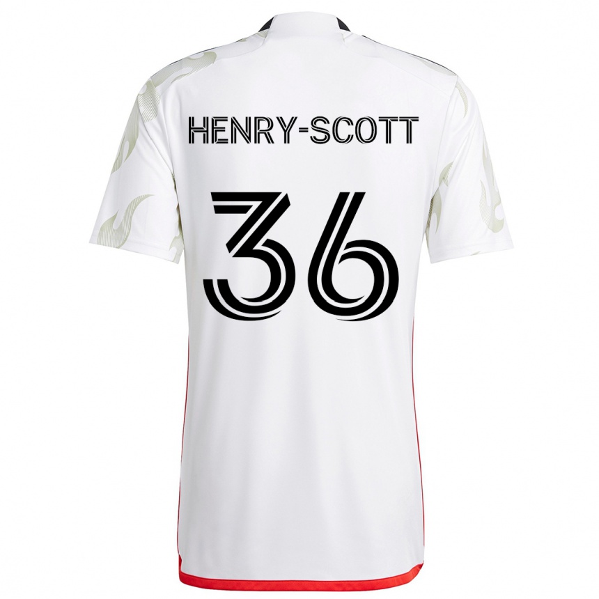 Niño Fútbol Camiseta Malik Henry-Scott #36 Blanco Rojo Negro 2ª Equipación 2024/25 Perú