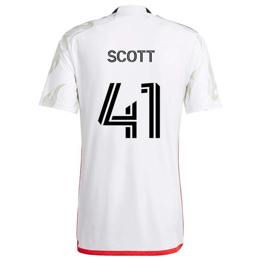 Niño Fútbol Camiseta Tarik Scott #41 Blanco Rojo Negro 2ª Equipación 2024/25 Perú