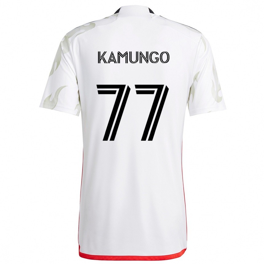 Niño Fútbol Camiseta Bernard Kamungo #77 Blanco Rojo Negro 2ª Equipación 2024/25 Perú