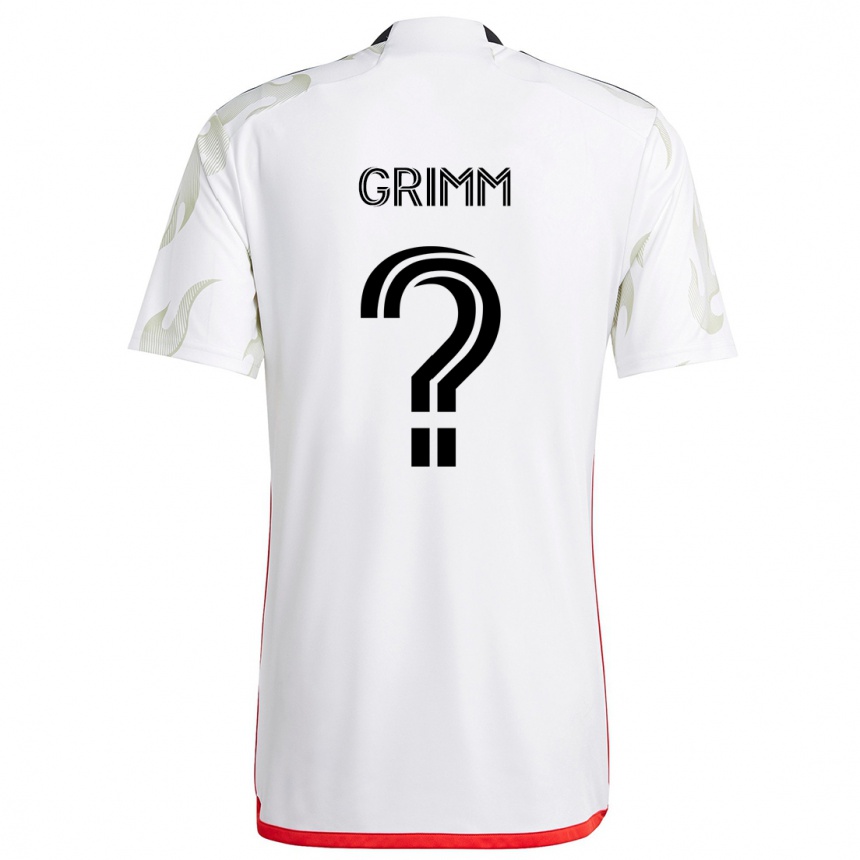 Niño Fútbol Camiseta Mason Grimm #0 Blanco Rojo Negro 2ª Equipación 2024/25 Perú