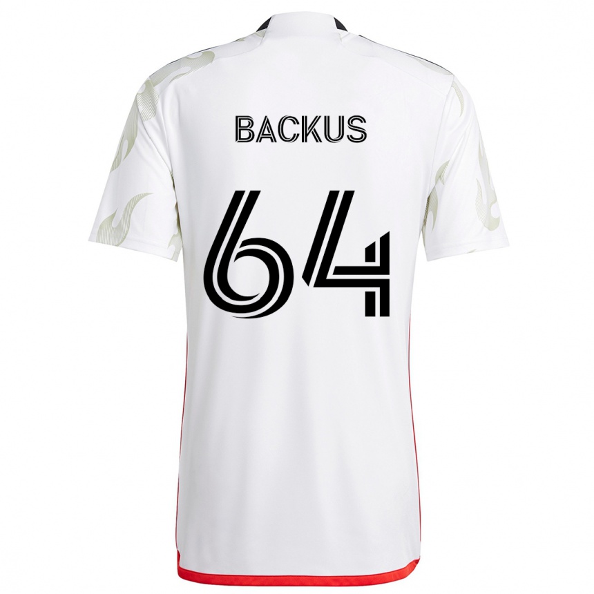 Niño Fútbol Camiseta Braeden Backus #64 Blanco Rojo Negro 2ª Equipación 2024/25 Perú