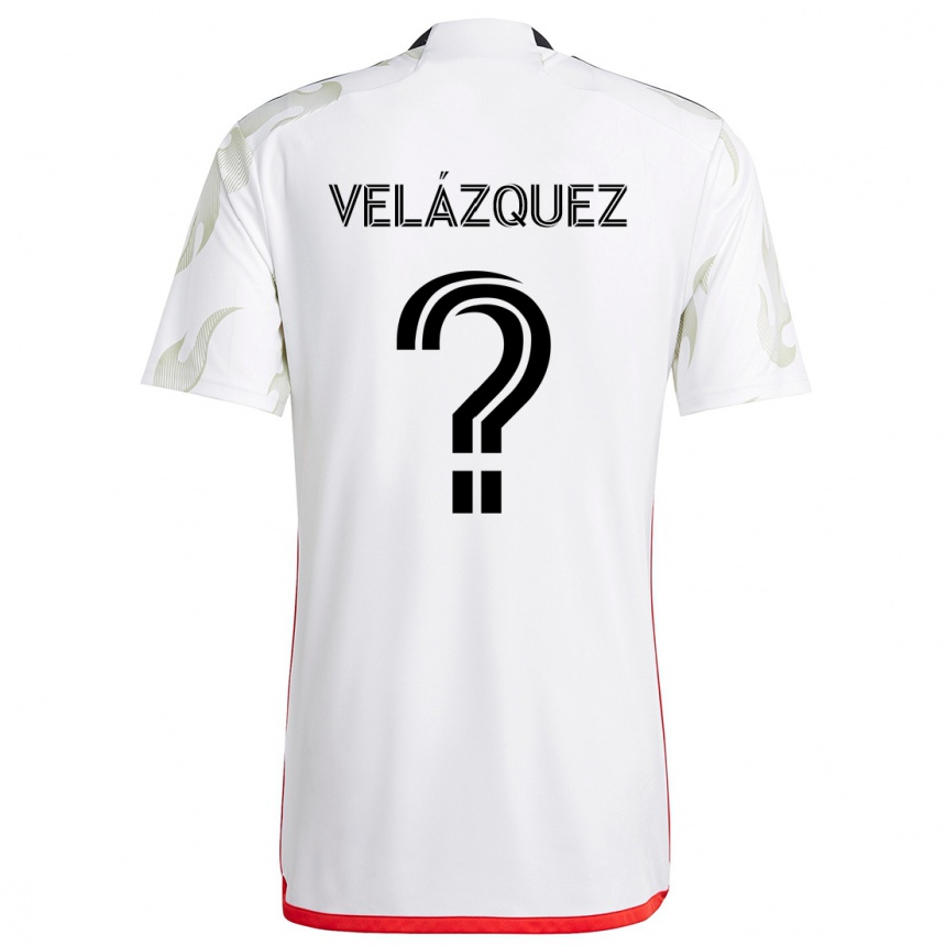 Niño Fútbol Camiseta Ougir Velázquez #0 Blanco Rojo Negro 2ª Equipación 2024/25 Perú