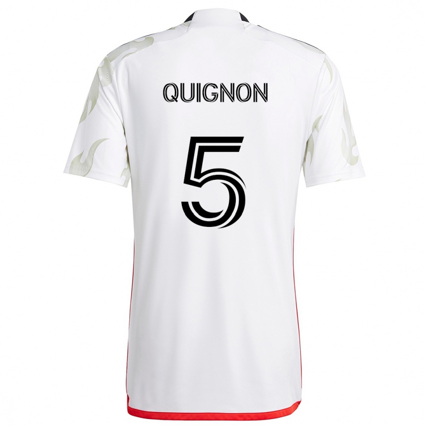 Niño Fútbol Camiseta Facundo Quignón #5 Blanco Rojo Negro 2ª Equipación 2024/25 Perú