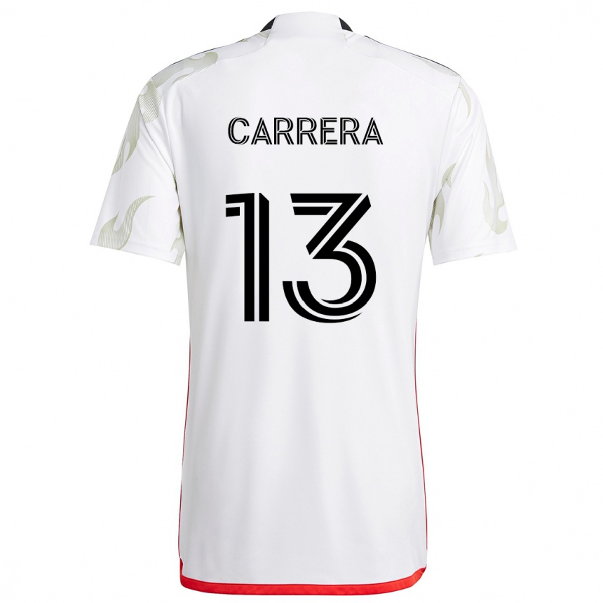 Niño Fútbol Camiseta Antonio Carrera #13 Blanco Rojo Negro 2ª Equipación 2024/25 Perú