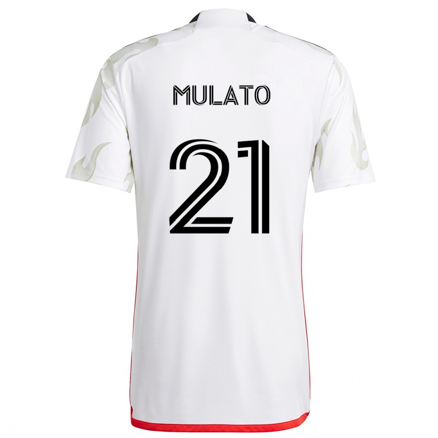 Niño Fútbol Camiseta José Mulato #21 Blanco Rojo Negro 2ª Equipación 2024/25 Perú