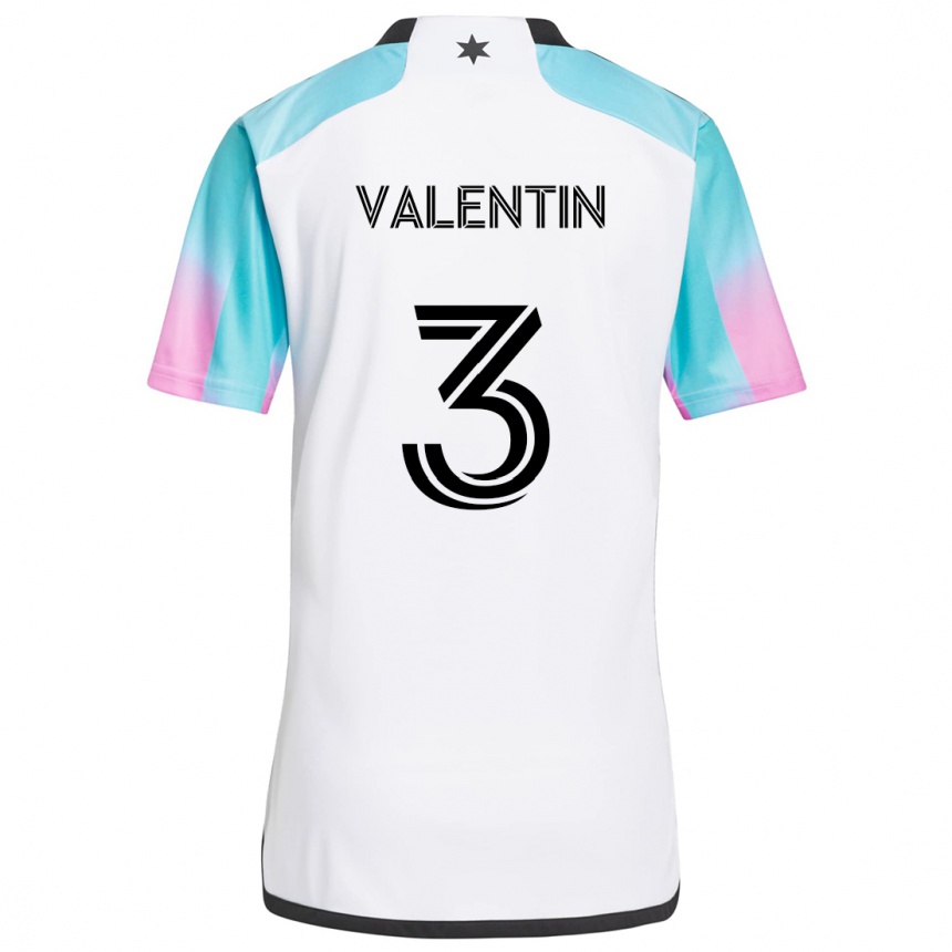 Niño Fútbol Camiseta Zarek Valentin #3 Blanco Azul Negro 2ª Equipación 2024/25 Perú