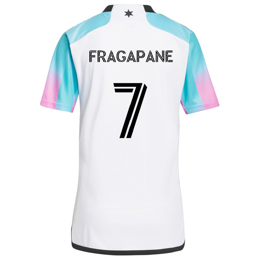 Niño Fútbol Camiseta Franco Fragapane #7 Blanco Azul Negro 2ª Equipación 2024/25 Perú