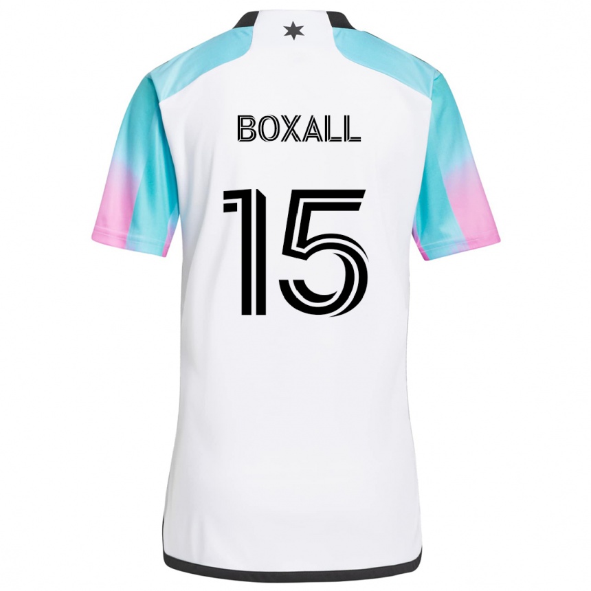 Niño Fútbol Camiseta Michael Boxall #15 Blanco Azul Negro 2ª Equipación 2024/25 Perú