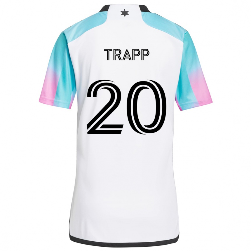 Niño Fútbol Camiseta Wil Trapp #20 Blanco Azul Negro 2ª Equipación 2024/25 Perú