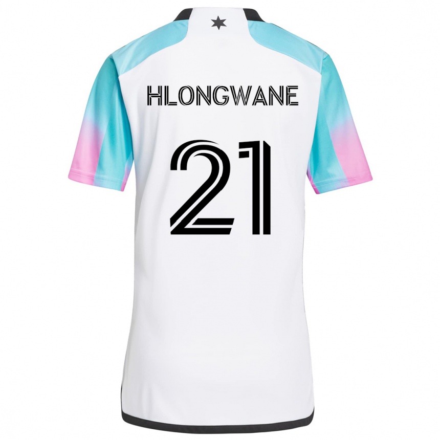 Niño Fútbol Camiseta Bongokuhle Hlongwane #21 Blanco Azul Negro 2ª Equipación 2024/25 Perú