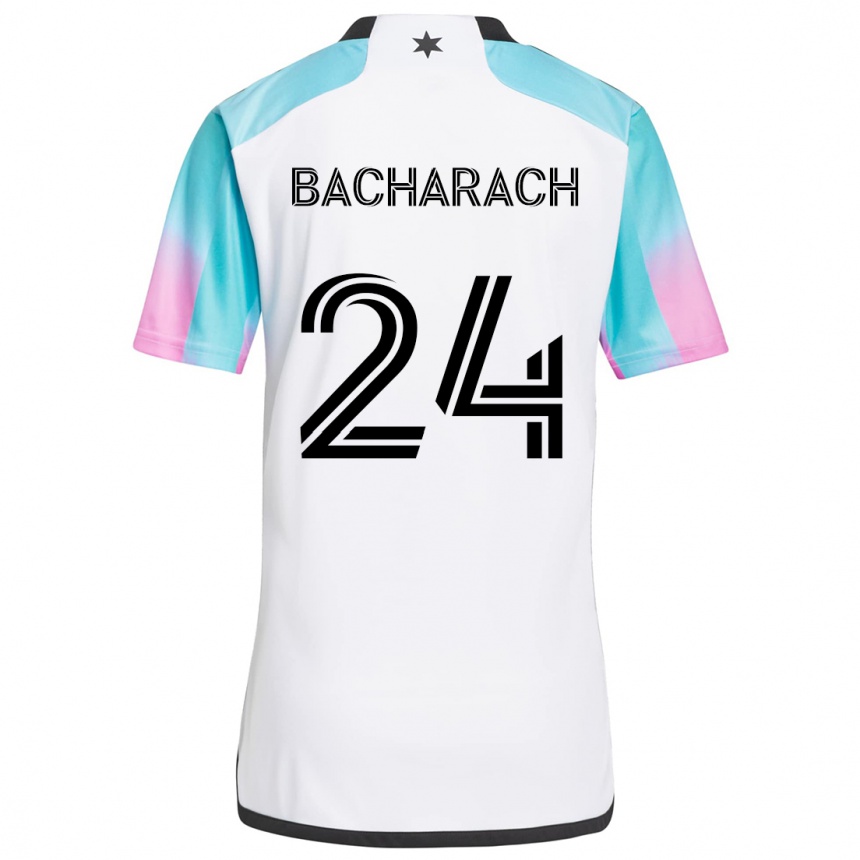 Niño Fútbol Camiseta Hugo Bacharach #24 Blanco Azul Negro 2ª Equipación 2024/25 Perú