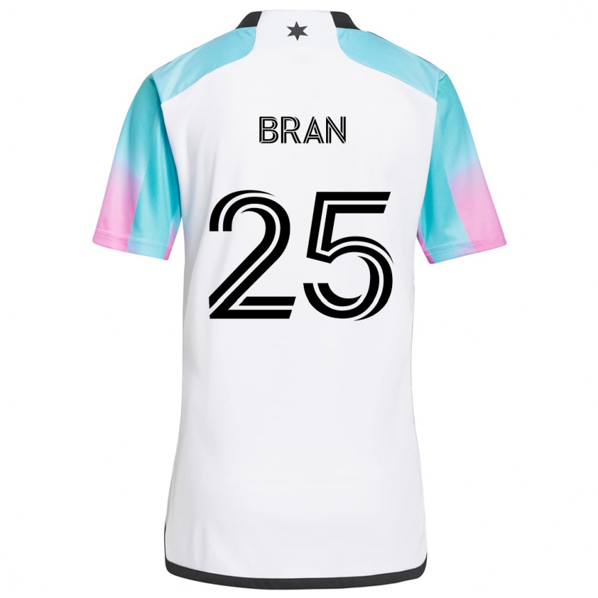 Niño Fútbol Camiseta Alejandro Bran #25 Blanco Azul Negro 2ª Equipación 2024/25 Perú