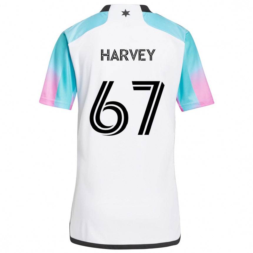 Niño Fútbol Camiseta Carlos Harvey #67 Blanco Azul Negro 2ª Equipación 2024/25 Perú