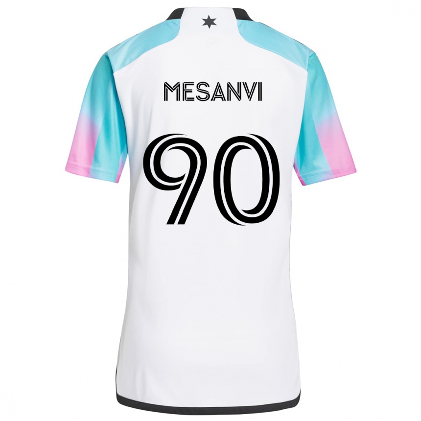 Niño Fútbol Camiseta Loïc Mesanvi #90 Blanco Azul Negro 2ª Equipación 2024/25 Perú