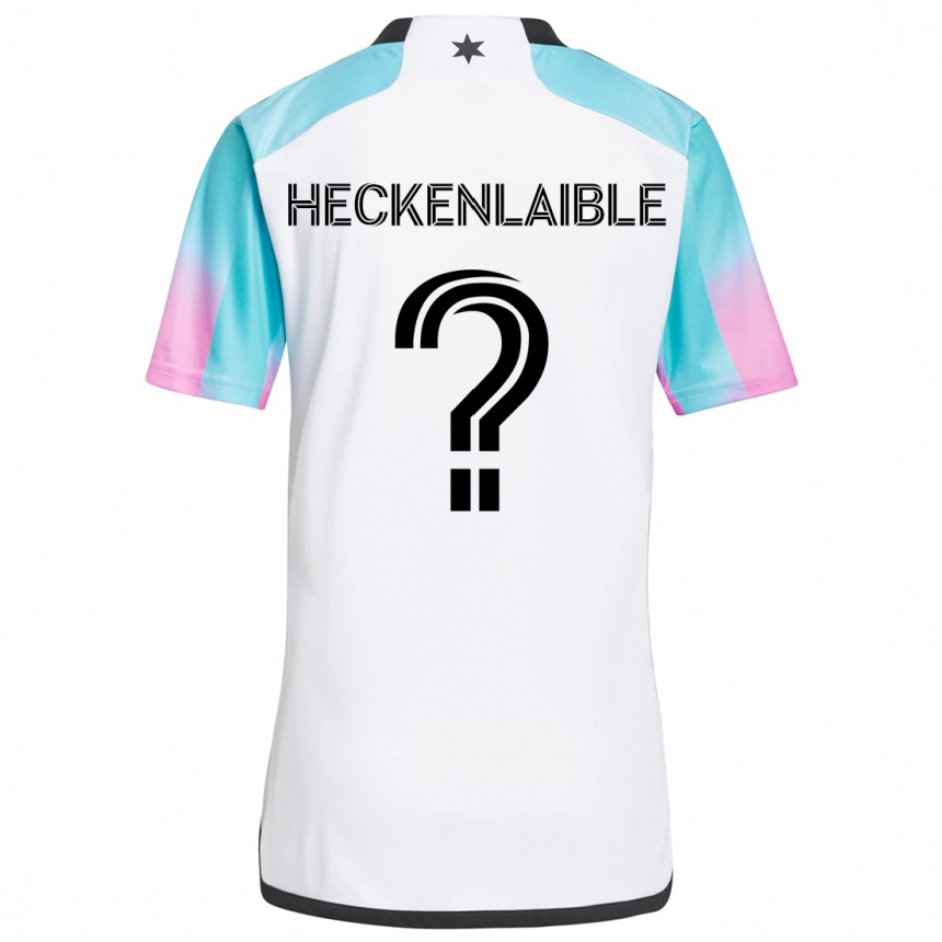 Niño Fútbol Camiseta Andrew Heckenlaible #0 Blanco Azul Negro 2ª Equipación 2024/25 Perú