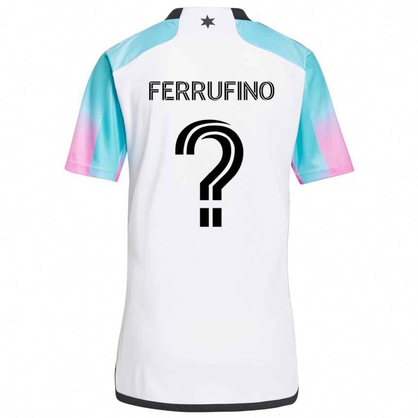 Niño Fútbol Camiseta William Ferrufino #0 Blanco Azul Negro 2ª Equipación 2024/25 Perú