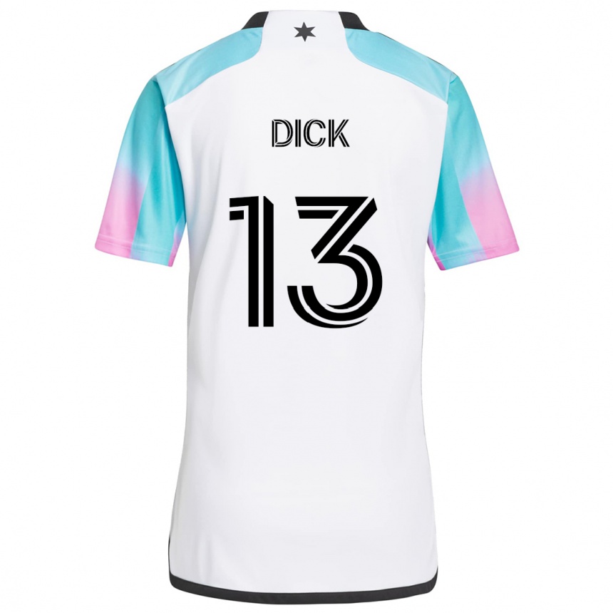 Niño Fútbol Camiseta Eric Dick #13 Blanco Azul Negro 2ª Equipación 2024/25 Perú