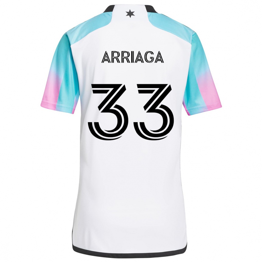 Niño Fútbol Camiseta Kervin Arriaga #33 Blanco Azul Negro 2ª Equipación 2024/25 Perú