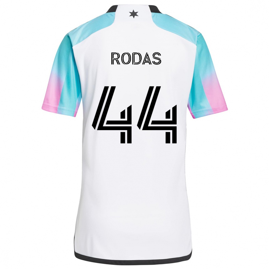 Niño Fútbol Camiseta Geremy Rodas #44 Blanco Azul Negro 2ª Equipación 2024/25 Perú