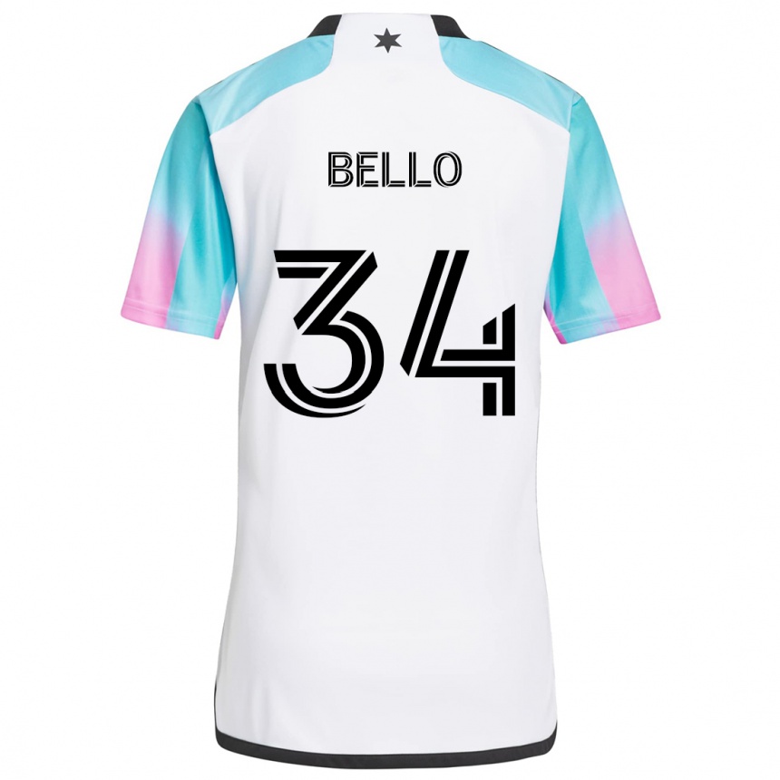 Niño Fútbol Camiseta Zaydan Bello #34 Blanco Azul Negro 2ª Equipación 2024/25 Perú