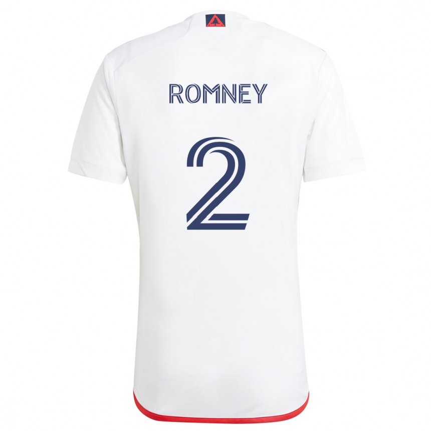 Niño Fútbol Camiseta Dave Romney #2 Blanco Rojo 2ª Equipación 2024/25 Perú