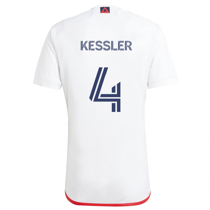 Niño Fútbol Camiseta Henry Kessler #4 Blanco Rojo 2ª Equipación 2024/25 Perú