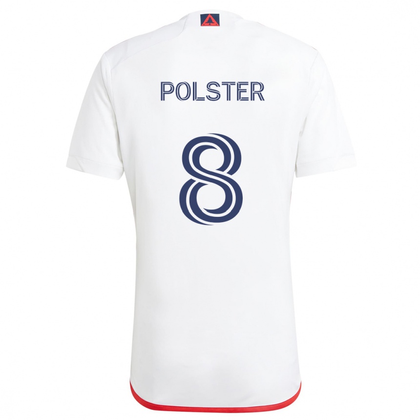 Niño Fútbol Camiseta Matt Polster #8 Blanco Rojo 2ª Equipación 2024/25 Perú