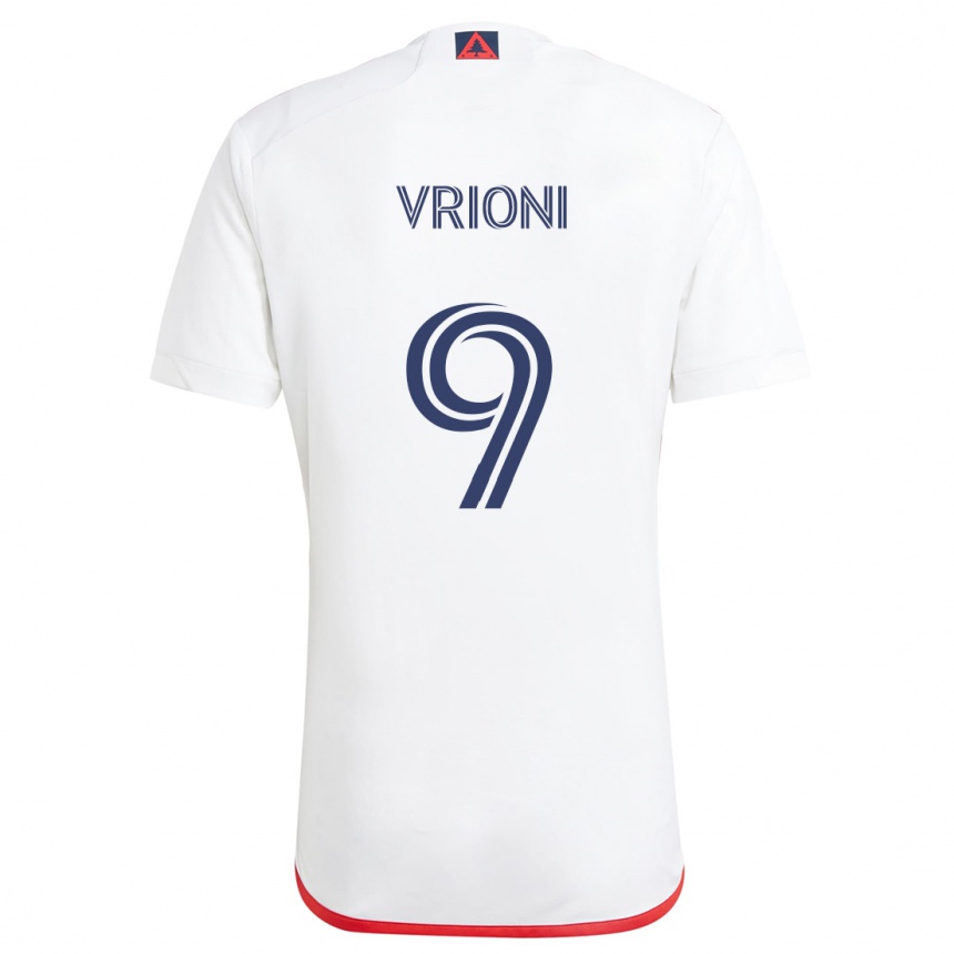 Niño Fútbol Camiseta Giacomo Vrioni #9 Blanco Rojo 2ª Equipación 2024/25 Perú